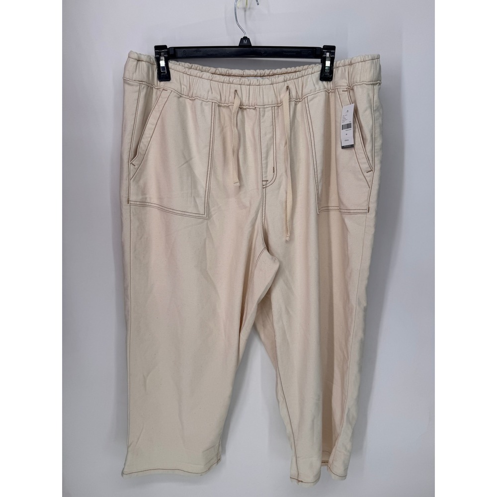 Lane Bryant Capri Pants Women 20 Cream NWT High-Rise Pull-On Contrast Stitch